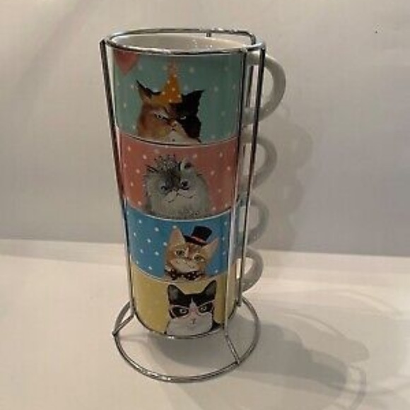 Pier 1 Dining Pier Imports Stacking Party Cups Polka Dot Mugs 4